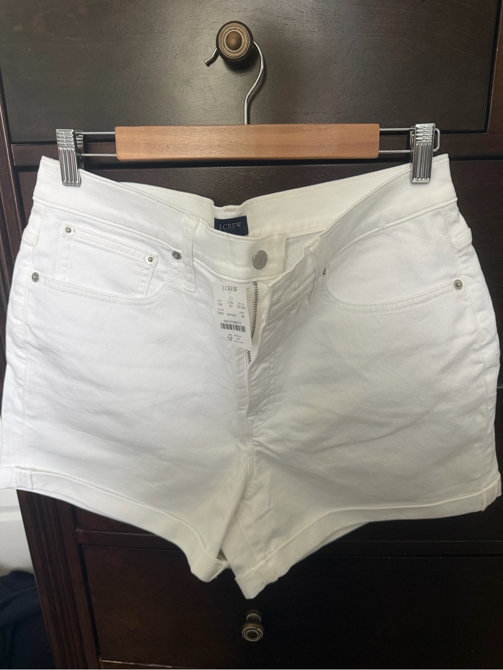 J. Crew Factory White Denim High-Rise Jean Shorts 30